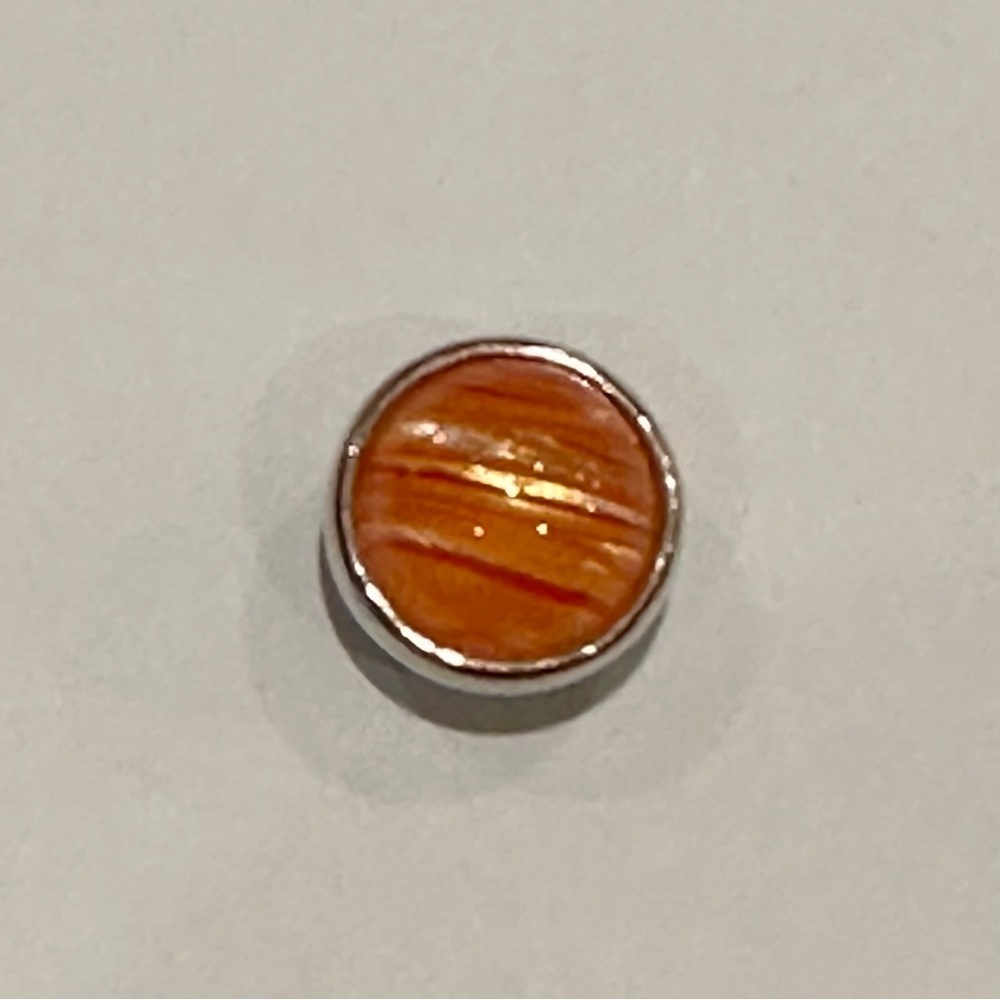 Kameleon Jewel Pop Tangerine Stripes Murano Glass Sterling